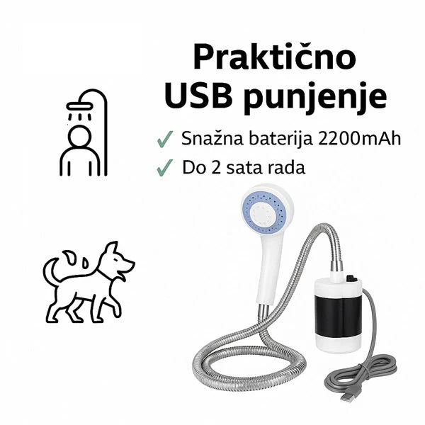 Tuš za kupanje na otvorenom - USB punjivi tuš