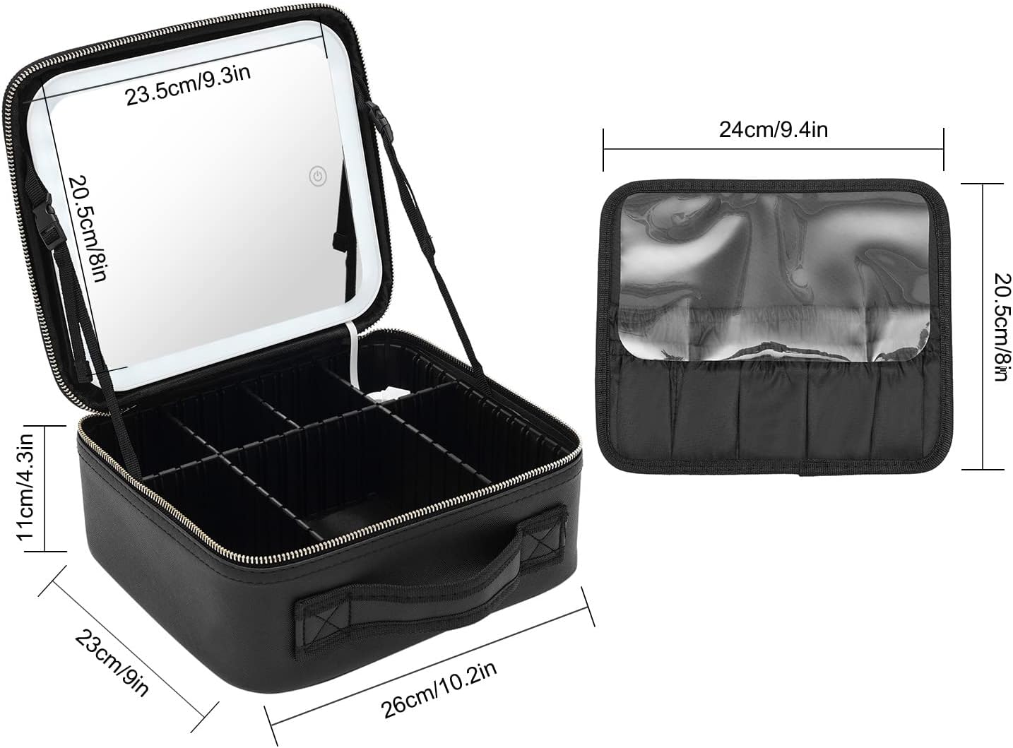 Kofer za šminku sa LED ogledalom i 3 para magnetnih trepavica